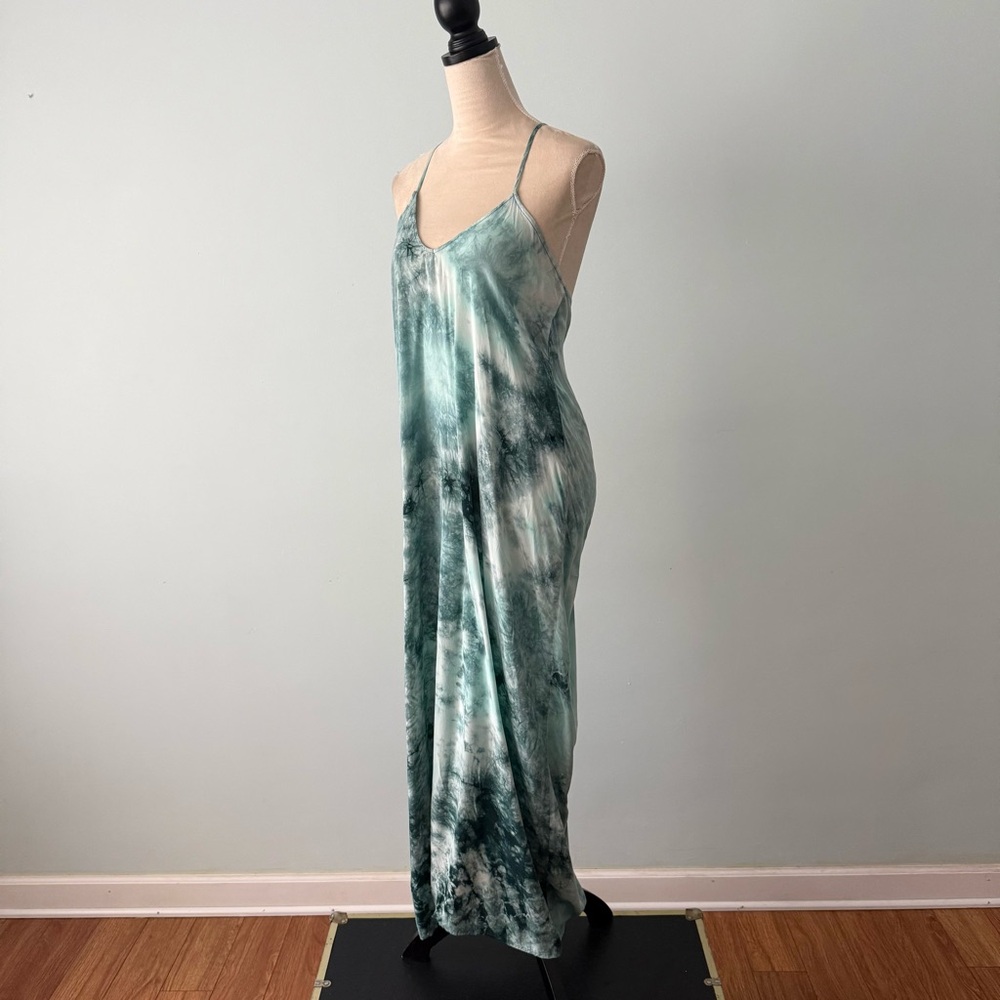 💙🌊 Love Stitch Tie Dye Open Back Maxi Dress M Draped Coastal Boho - Picture 6 of 13